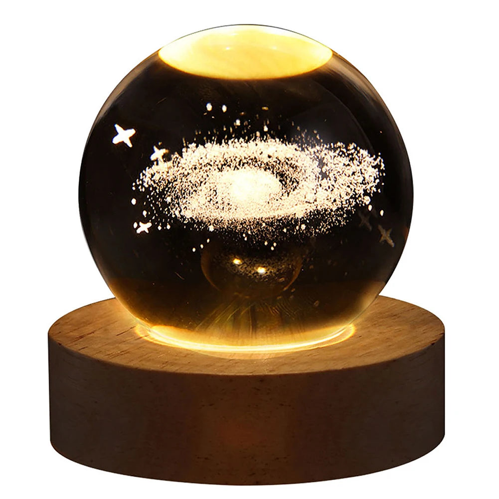 Sphere Galaxy, Saturn And Moon Crystal Lamp