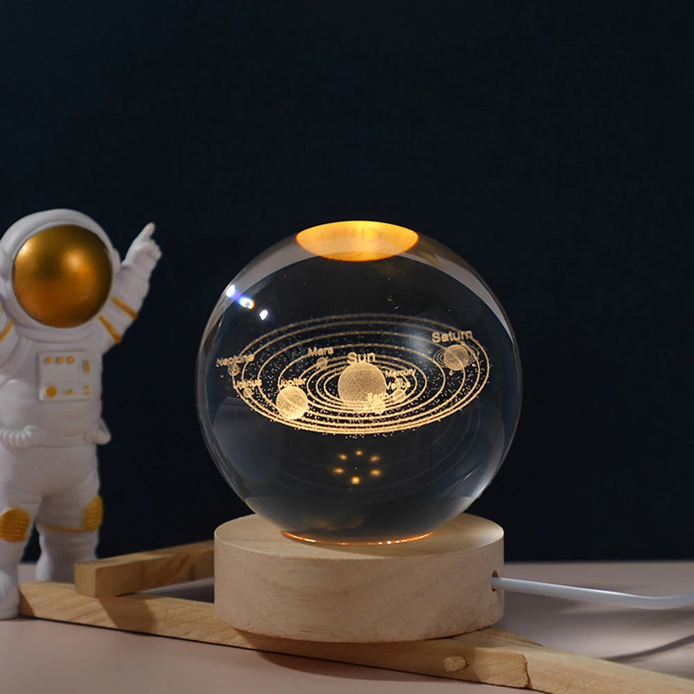 Sphere Galaxy, Saturn And Moon Crystal Lamp