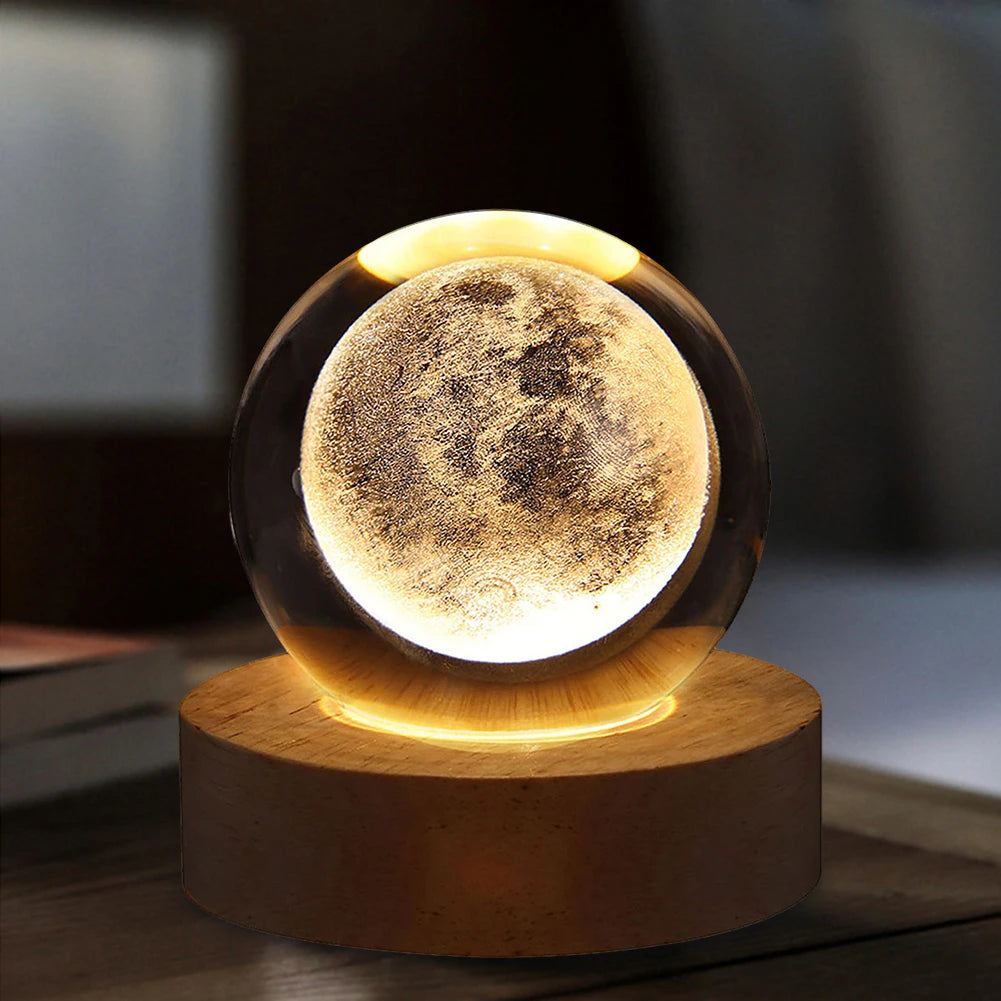 Sphere Galaxy, Saturn And Moon Crystal Lamp